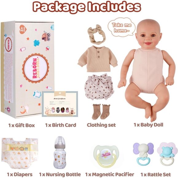 🆕17inch Soft Cloth Body Newborn Baby Poseable Limbs with Complete Accessories - Picture 8 of 9